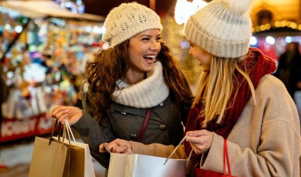 Portrait,Of,Cheerful,Young,Happy,Woman,Doing,Christmas,Shopping.,Christmas
